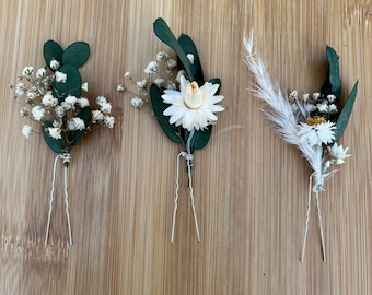 Rustic Dried Flower Hair Pin: Boho Wedding Accessory