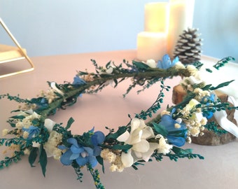 Blue Flowers Crown, Boho Girl/Bridal/Bridesmaid Wedding Wreath, Mommy Daughter Matching Hair Piece, Baby Wreath, Newborn Halo Headband, Gift