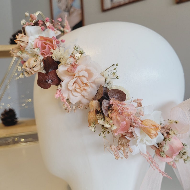 Soft Pink Flower Crown, Wedding Hair Wreath, Boho&Rustic Crown, Girl Child Pink Crown, Buttercup Bridal Flower, Bridesmaids Hair Piece Gift image 7