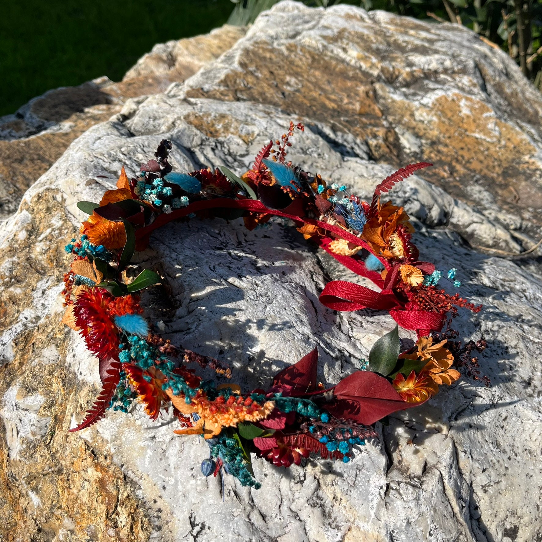 Stunning Handmade Red & Blue Flower Crown Red and Blue Flower Crown - Etsy main image 3