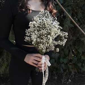 Handmade Dried Baby&#39;s Breath Bouquet: Rustic Boho Wedding Flowers