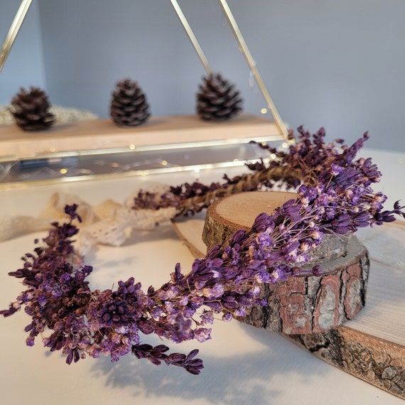 Real Dried Lavender Flower Crown: Rustic Boho Floral Headpiece Wreath