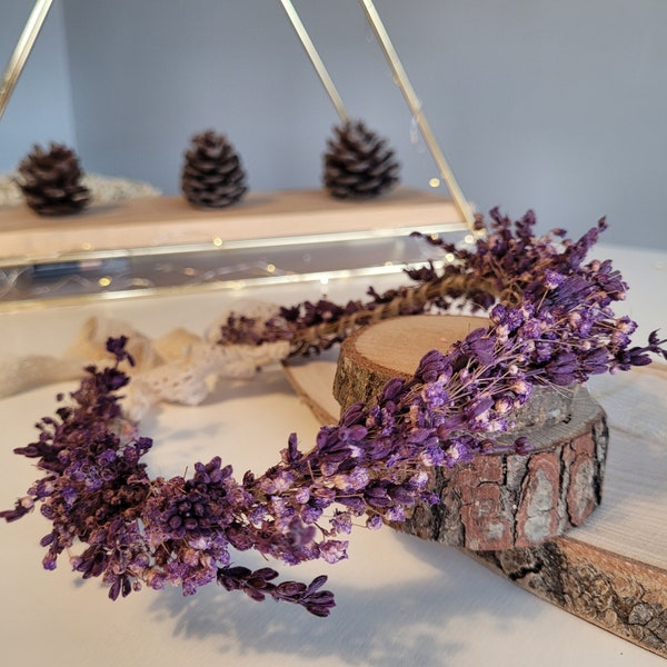 Lavender Flower Crown, Dried Real Lavender Flowers, Wedding Hair Accessory, Purple Baby Breath, Boho&Rustic Bride Hair Pin, Bridesmaid Gift