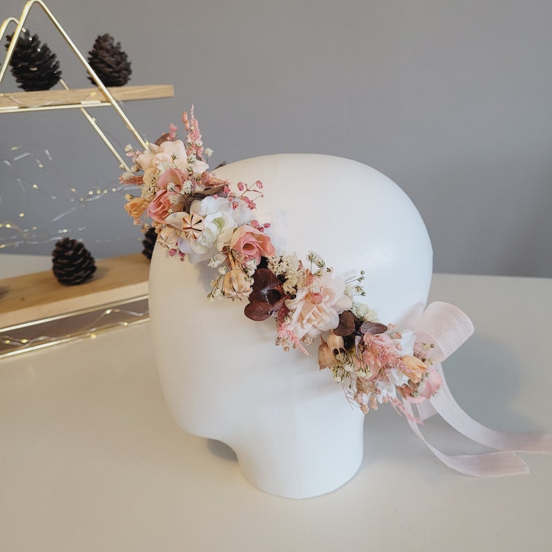 Soft Pink Flower Crown, Wedding Hair Wreath, Boho&Rustic Crown, Girl Child Pink Crown, Buttercup Bridal Flower, Bridesmaids Hair Piece Gift imagem 8