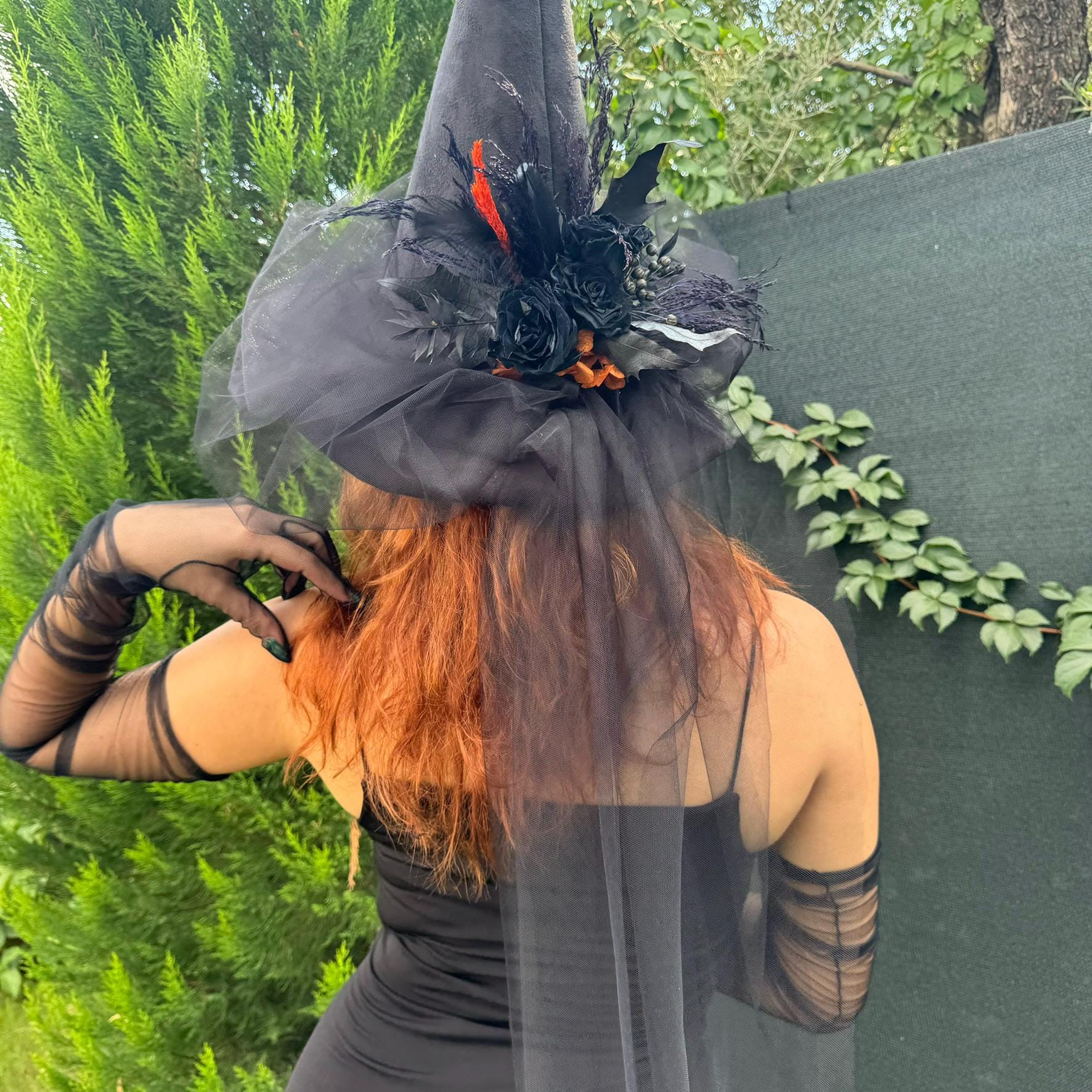 Chapeau De Sorcière Halloween - Noir, Large Bord Pointu, Avec Chauve-Souris - Déguisement Femme, Cosplay, Fête