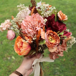 Handmade Orange Flower Bridal Bouquet: Rustic Wedding Flowers