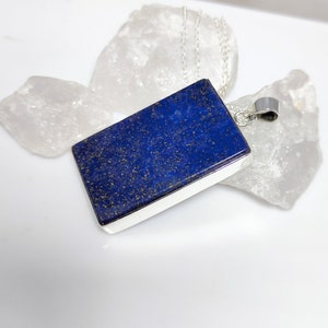 Lapis Lazuli Pendant, Blue Lapis Necklace, 925 Silver Lapis Pendant, Rectangle Lapis Pendant, Blue Lapis Pendant, Sale