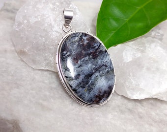 Astrophyllit 925 Sterling Silber Anhänger, natürliche Cabochon Halskette