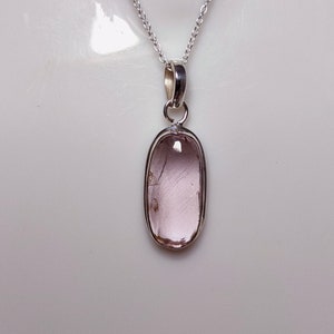 Pink Kunzite Necklace, Kunzite Pendant, 925 Silver Necklace, Kunzite Crystal, Natural Kunzite Jewelry, Kunzite Cabochon, Sale
