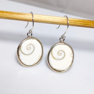 Shiva Eye Earring, Shiva Eye Shell Earring, 925 Silver Earring, Natural Shiva Eye, Shiva Eye Dangle Earring, Sale