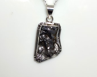 Campo Del Cielo Meteorite Pendant, 925 Sterling Silver Necklace