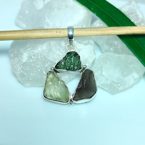 Moldavite Pendant, Colombianite Pendant, Libyan Desert Glass Pendant, 925 Silver Pendant, Moldavite, Colombianite Pendant, Sale