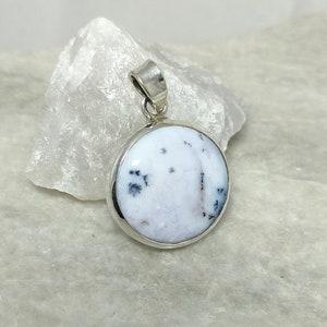 Dendritic Opal Pendant, Dendritic Opal Necklace, 925 Silver Pendant, Natural Dendritic Opal, Dendritic Opal Cabochon, Christmas Sale