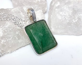 Strawberry Quartz Pendant, Green Strawberry Quartz Necklace, 925 Silver Pendant, Natural Green Strawberry Quartz, Sale