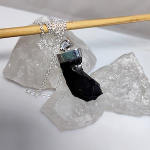 Shungite Necklace, Elite Shungite Pendant, 925 Silver Shungite Pendant, Raw Shungite Pendant, Carbon Tektite Jewelry, Christmas Sale