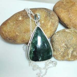 Serpentine Pendant, 925 Silver Pendant, Serpentine Necklace, Natural Serpentine Gemstone, Serpentine Jade, Serpentine , Sale