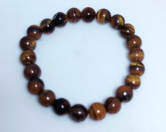 Natural Tiger Eye Stretch Bracelet: Handmade Gemstone Jewelry