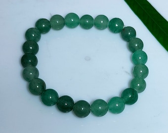 Pulseira de contas de aventurina verde: joia elástica de cristal curativo feita à mão