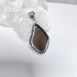 Colombianite Pendant, Raw Colombianite Necklace, 925 Silver Pendant, Raw Colombianite Jewelry, Obsidian Pendant, Sale