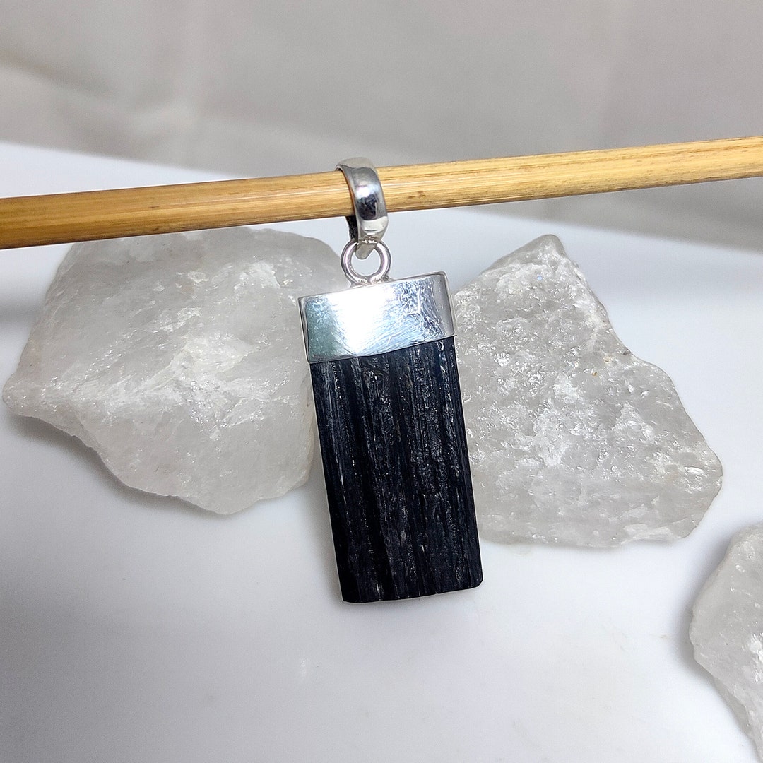 Buy Black Tourmaline Pendant, Black Tourmaline Druzy Necklace, 925