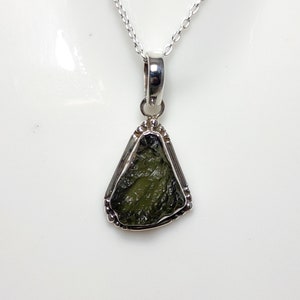 Moldavite Pendant, Moldavite Necklace, 925 Silver Necklace, Raw Moldavite Necklace, Authentic Moldavite Jewelry, Sale