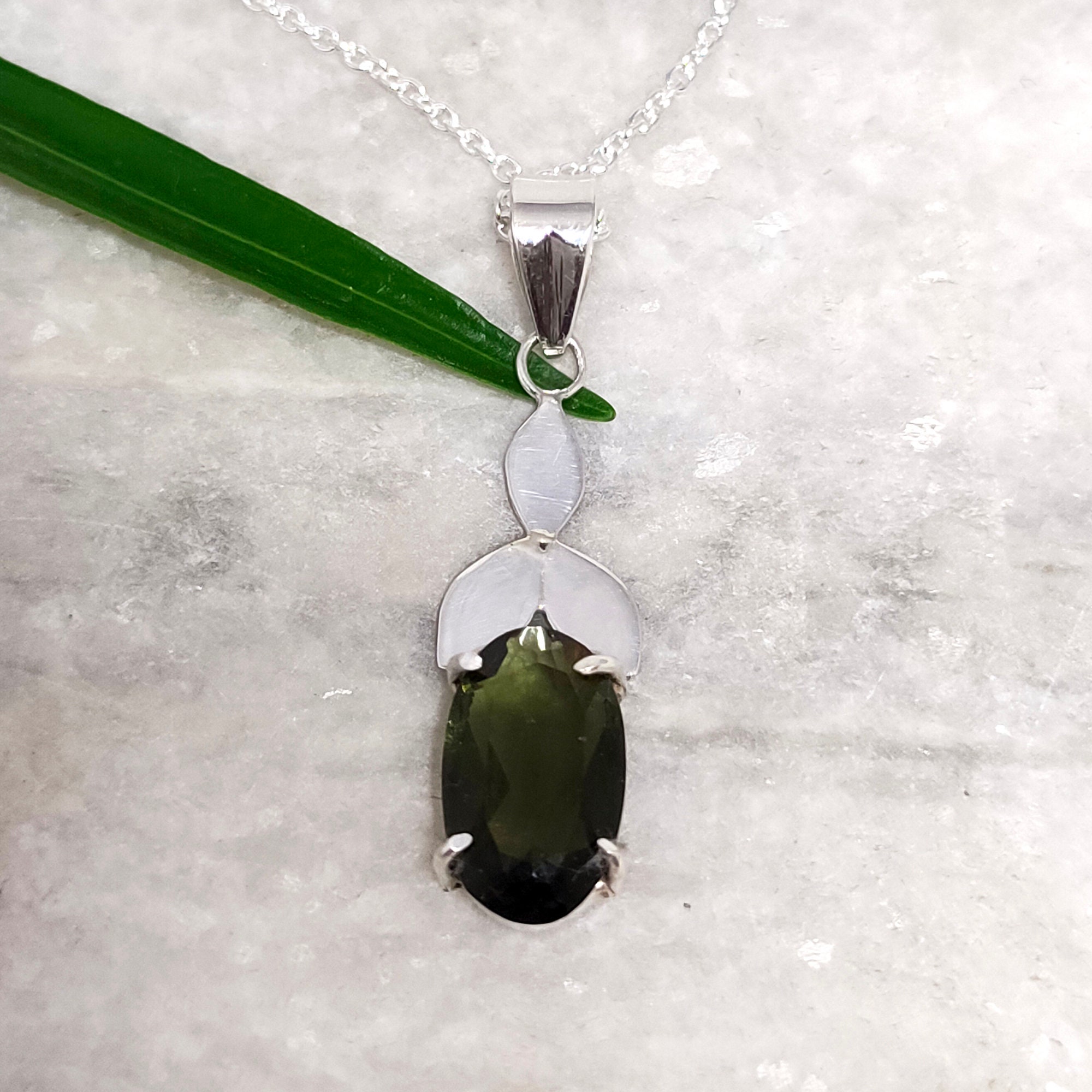 Moldavite Pendant Faceted Moldavite 