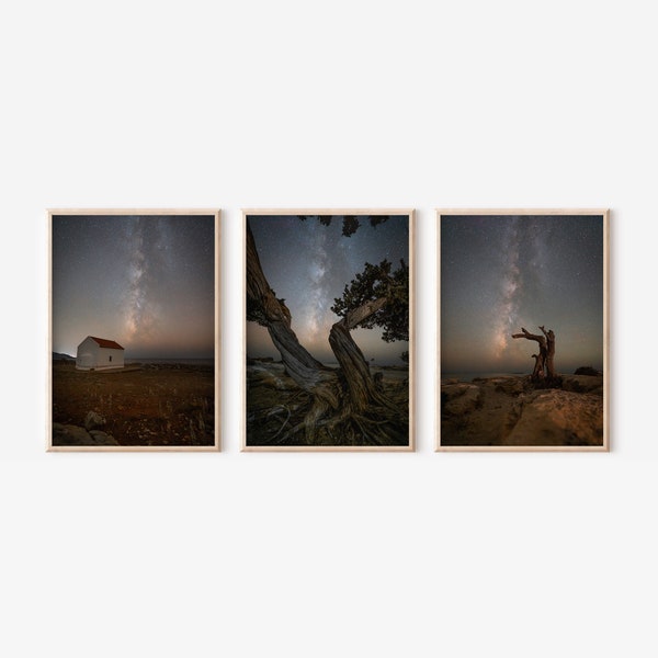 Milky Way Set of 3 Photography, Milky Way Photography, Astrophotography, Printable Wall Art, Real Nature Photography, Digital Download