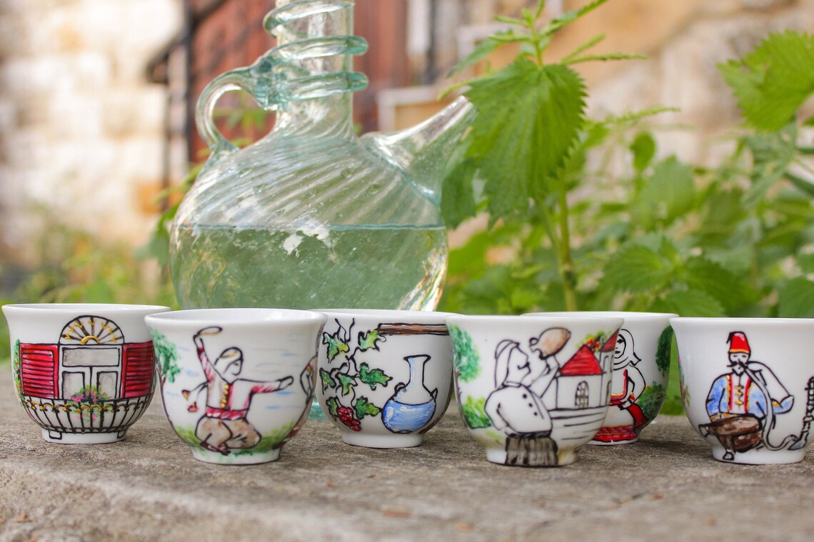 Handpainted Lebanese Coffee Cups Lebanon Heritage Chaffe Etsy