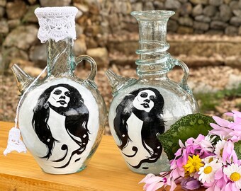 1.5L pintado a mano tradicional libanés reciclado jarra de agua de vidrio Ibrik / Icono libanés Fayruz / Jarra de agua Fayrouz / Regalo del Líbano