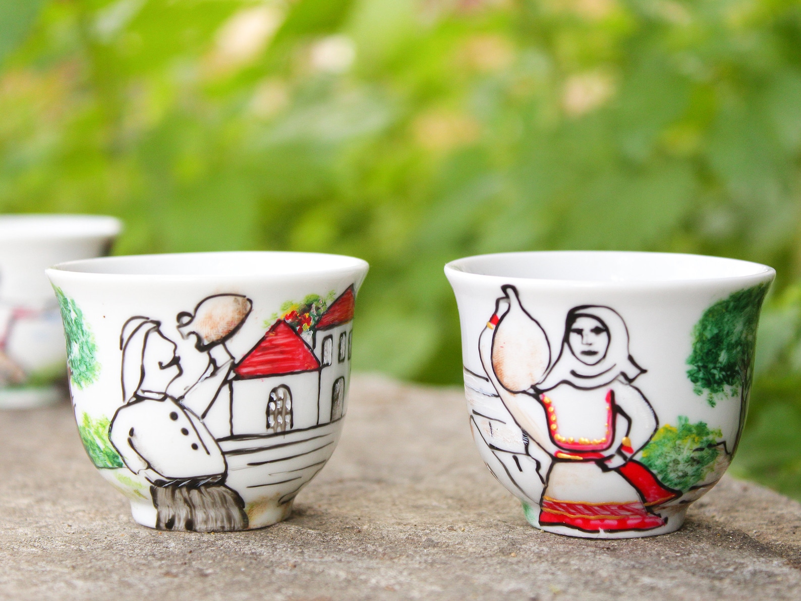 Handpainted Lebanese Coffee Cups Lebanon Heritage Chaffe Etsy