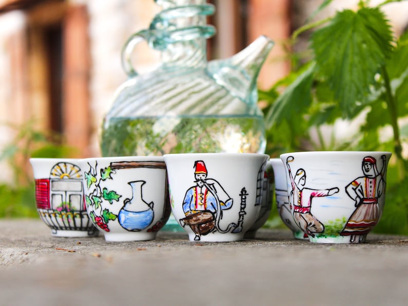 Handpainted Lebanese Coffee Cups Lebanon Heritage Chaffe Etsy