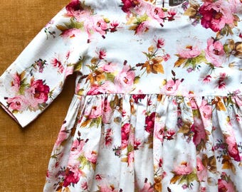 NEW! Autumnal Roses Baby Tunic Dress: Linen Cotton, 4-5 Years