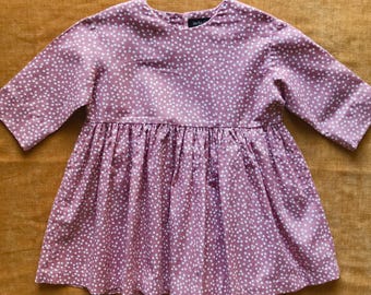 NEW! Polka Dot Baby Tunic Dress: Antique Pink Linen Cotton, 4-5 Years