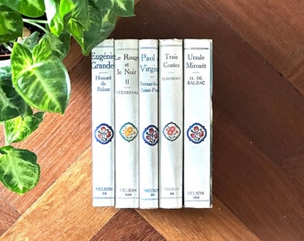 Set of Five Vintage Books in French Published by Nelson between 1942 - 1959.