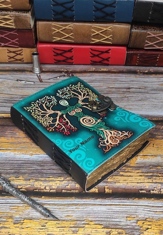 Sun and Moon Celestial Journal, Notebook with Latch Closure, Embossed  Leather