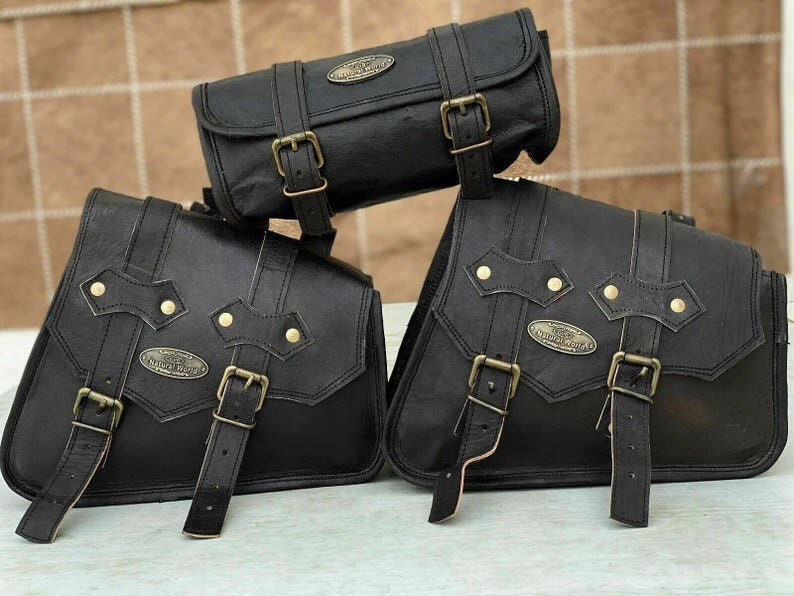 Harley saddle leather bag sale