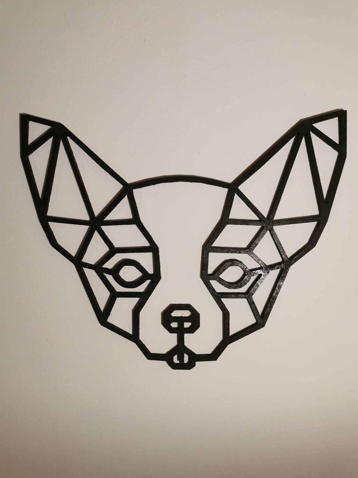 Wooden Chihuahua Canva With Geometric/Origami Style Shapes