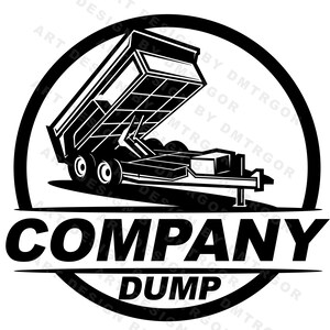 dump trailer logo, dump trailer rental logo, truck pickup logo svg, Dumpster Logo, dump rental logo - bumper pull dump trailer logo
