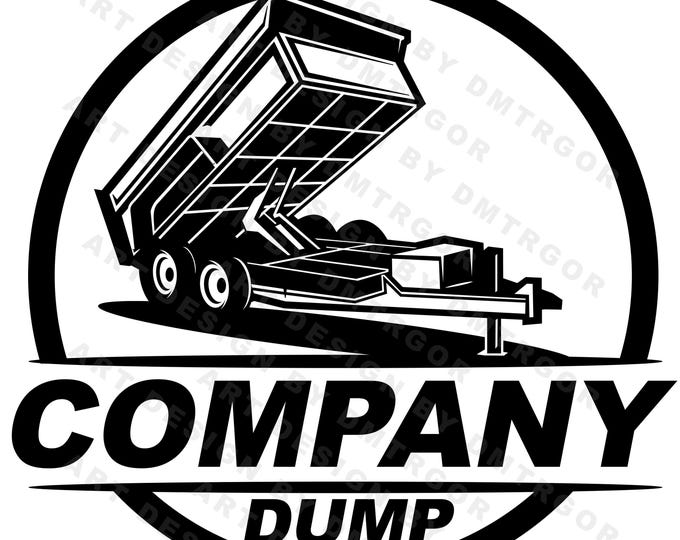 dump trailer logo, dump trailer rental logo, truck pickup logo svg, Dumpster Logo, dump rental logo - bumper pull dump trailer logo