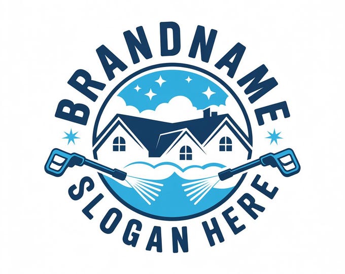 Cleaning logo, cleaning service, power washing, pressure wash, washing, cleaning, graphic design, illustration, sticker, mockup.