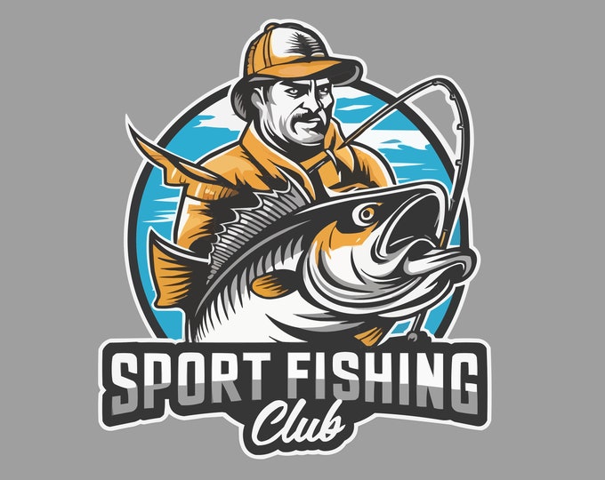 fishing illustration,fish logo,fisherman design