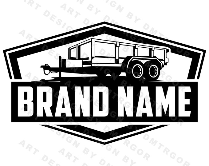 dump trailer logo, dump trailer rental logo, truck pickup logo svg, Dumpster Logo, dump rental logo - bumper pull dump trailer logo