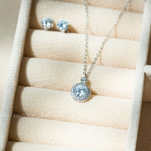 Sterling Silver CZ Necklace;Diamond Like Necklace; Cubic Zirconia Pendant Necklace; Wedding Necklace