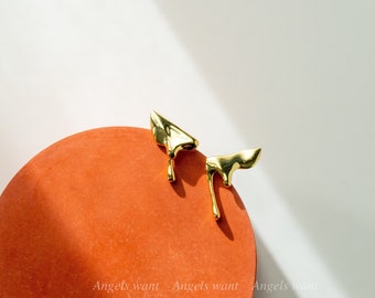 Gold Plated Asymmetric Earrings: Sterling Silver Irregular Studs
