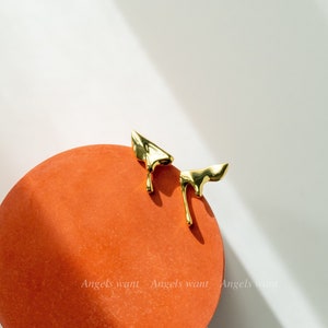 Asymmetric Earrings;Mismatched Earrings Statement;Gold Plated Dripping Stud Earrings;Sterling Silver Abstract Earrings;Irregular Earrings