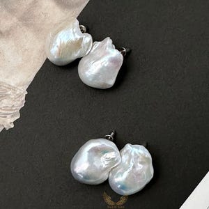 Baroque Pearl Stud Earrings: Sterling Silver, Irregular Pearl Jewelry