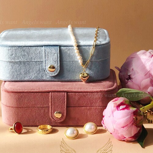 TRAVEL JEWELRY CASE Velvet Jewelry Box Bridesmaid Gift for Her Etsy