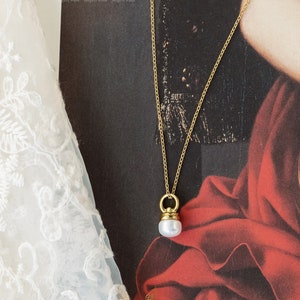Freshwater Pearl Pendant Necklace: Sterling Silver Charm, Gold-Plated Chain
