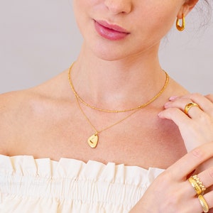 Sterling Silver Teardrop Necklace; Gold plated pendant Necklace; Layering Necklace;Minimalist Gold Necklace