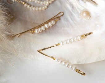 Set of 2 Freshwater Pearl Hair Clip;Handmade Natural Pearl Hair Pin; Wedding Hair Jewelry;Elegant Hair Clip; Party hair accessories